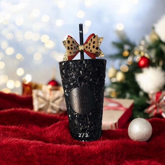 Starbucks Other - Nwt Starbucks 16oz Black Studded Tumbler with Bow